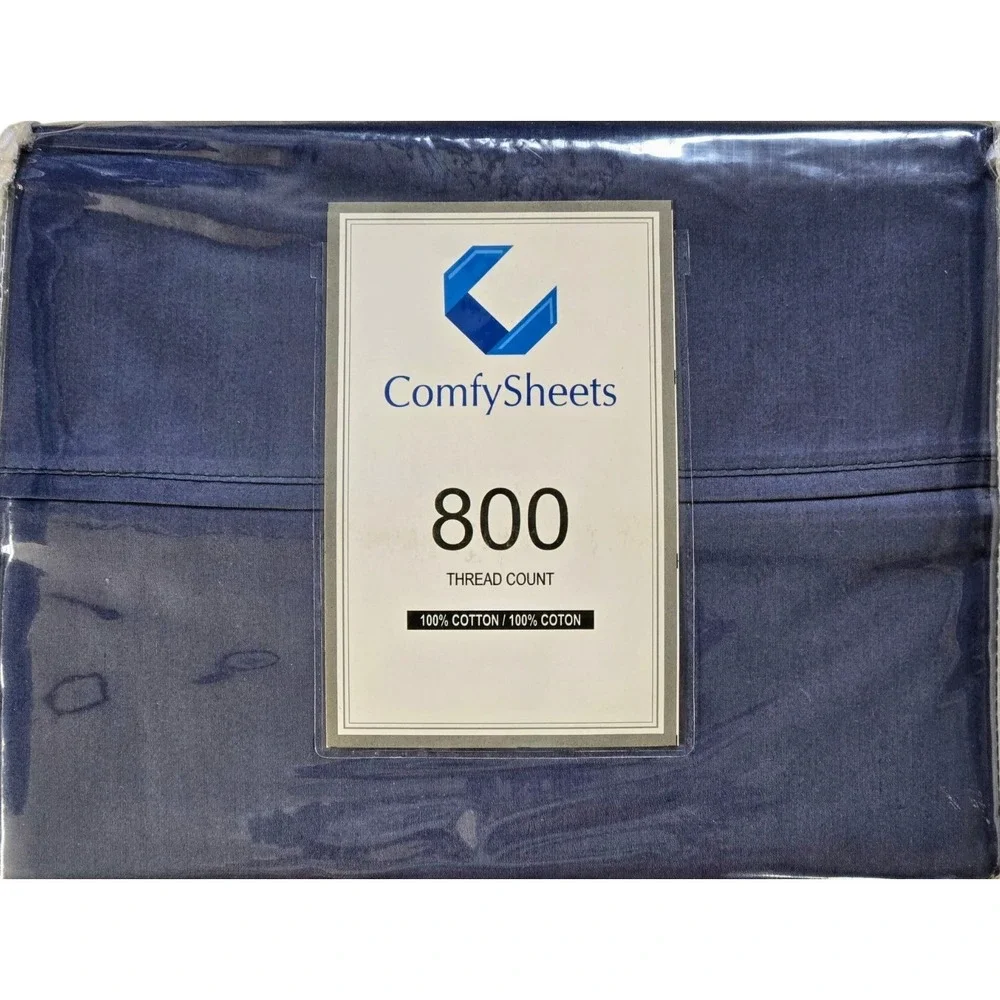 COMFY SHEETS 100% Egyptian Cotton 4-Piece Sheet Set 800 TC (Deep Blue, Cal King)